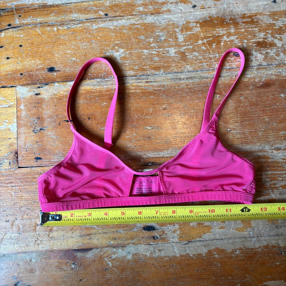 Negative Underwear Sheer Sieve Cut Out Bra Bralette, Size 0, Hot Flamingo Pink - Picture 3 of 4